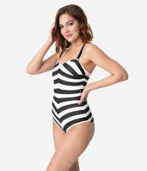 Black And White Bathing Suit Barbie Barbie X Unique Vintage Black White Chevron Stripe One Piece Bathing Suit Striped One Piece Striped Bathing Suit One Piece