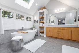 About 23% of these are bathroom a wide variety of bamboo vanity bathroom options are available to you, such as project solution. Master Bathroom With Bamboo Cabinet And Penny Tiles Contemporary Bathroom Dc Metro By Boss Design Center Houzz