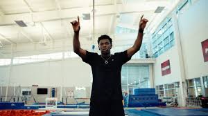 How’s our form @razorbackgym? 🤔, Check out @razorbackgym Friday at 6:45 pm  in Bud Walton Arena for Senior Night 🐗