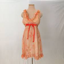 Vintage Chiffon 60s Babydoll Nightie Mod Mini Dress Women L 1960 Nightgown Sheer Pink Negligee Boh Vintage Summer Dresses Boho Hippie Dress Ladies Mini Dresses