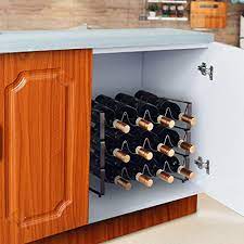 We think wine bottles in a kitchen cabinet wine rack are a must! Countertop Cabinet Wine Holder Storage Stand Metal 3 Tier Stackable Wine Rack Bronze Hold 12 Bottles