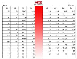 Timeless Vans Shoe Size Conversion Chart Boys Shoe Size