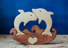 Puzzle D Amour Coeur En Bois Decor Cadeau Romantique Decor A La Maison Cadeau De Vacances Dauphins En Bois Decoration Bois Cadeau Romantique Coeur En Bois