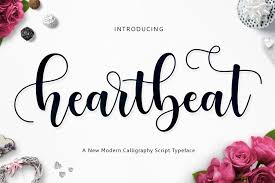 Maheisa script calligraphy typeface is a modern typeface. Heartbeat Script 14139 Script Font Bundles