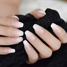 Affordable Ombre French Ballerina Fake Nails 2020 Ballerina Nails Fake Nails Acrylic Nail Designs