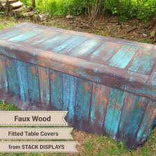 Faux Wood Fitted Fabric Table Covers For Your Next Event Wedding Or Craft Show Tablecovers Fitted Table Cover Table Covers Craft Show Table