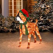 Pre Lit Tinsel Dog Christmas Decoration Boxer Improvements Christmas Lawn Decorations Decorating With Christmas Lights Light Up Christmas Decorations