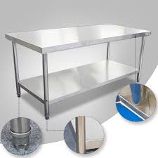 We carry stainless steel work tables with undershelves in different sizes, so you can find something that's perfect for any compact or spacious kitchen. Stainless Steel Kitchen Work Tables Buy Stainless Steel Kitchen Work Tables