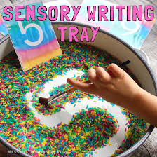 Here's a set of free printable alphabet letter images for you to download and print. Rainbow Rice Sensory Writing Tray For Handwriting Practice Messy Little Monster