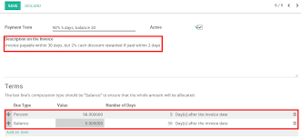 Conditions de paiement en anglais. Comment Mettre En Place Des Escomptes De Caisse Documentation Odoo 10 0
