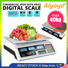 Harga penimbangan elektrik digital terjangkau dikotakupang. 40kg Electronic Digital Scale Weight Scale Price Computing Penimbang Harga Timbang Pasar Rechargeable Front Back Display Supermarket Counting Scale Kitchen Scale Grocery Food Meat Lazada