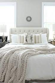 For this small guest bedroom makeover, we used smoky white in behr marquee ⓡ interior in eggshell. White And Cream Bedroom Guest Bedroom Makeover Bedroom Makeover Neutral Bedroom Design