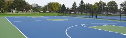 Gray's neutral color will less likely show dirt and shoe scuff marks. Basketball Courts Village Of Orland Park