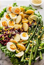 Healthy Fresh And Delicious Spring Vegetable Potato Salad Prepared With Asparagus Potatoes Hard Boil Spring Salad Potatoe Salad Recipe Potato Salad Healthy