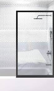 Gridscape Gs3 Shower Screen For Tub In Black With Clear Glass Bath Shower Screens Tub Shower Doors Glass Shower