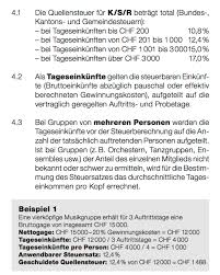 Das kantonale steueramt, division quellensteuer, ist in den folgenden fällen für den bezug der quellensteuern zuständig: Quellensteuer Abrechnung Fur Musiker Bands In Der Schweiz