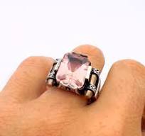 Pink Morganite Gemstone Unisex Silver Ring