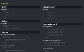 Emmet Package Control Cheat Sheet