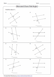Find The Value Of The Alternate And Same Side Angles Angles Worksheet Finding Angle Measures Geometry Worksheets