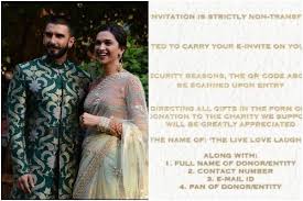 Ahead Of Wedding Deepika Padukone Ranveer Singh Urge Guest To Donate The Gifts To Charity Hungryboo Wedding Of The Year Deepika Padukone Wedding