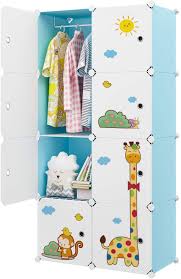 Measure the dimensions of your space to ensure you're only considering armoires that will fit. Amazon Com Aeitc Portable Closet Wardrobe Dresser Cube Organizer Plastic Modular Storage For Kids With Animal Stickers Blue 8 Cubes Home Kitchen