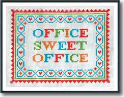 6 work and office inspired cross stitch patterns