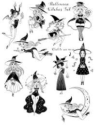 Halloween Witches Set Halloween Art Witch Drawing Witch Tattoo