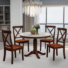 1940s, round dining set includes table with white vitrolite glass top and black lacquered wood frame small round table for a breakfast area or a small dining space. Round Dining Table And Chair Set Urhomepro 5 Piece Kitchen Dinette Sets Wood Dining Set With
