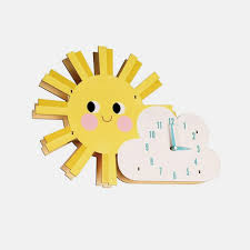 Children S Sun And Cloud Clock Wall Clock Clock Childrens Clock