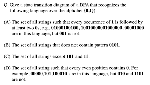 Its name in english is cue (pronounced /ˈkjuː/), . Solved Q Give A State Transition Diagram Of A Dfa That Chegg Com