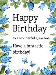 Free printable birthday grandma cards, create and print your own free printable birthday grandma cards at home Blue Tulip And Butterfly Birthday Card For Grandma Birthday Greeting Cards By Davia