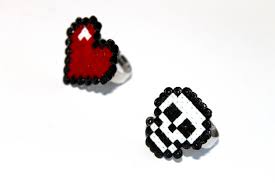 Bague En Perles Pixel Art Geek Hama Mini Ring Bagues Diamants Bijou Geek Boutique De Bijoux Pixel Art