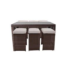 Industrial style outdoor or indoor bar height table. Style Selections Weatherford 7 Piece Brown Frame Bar Height Patio Set With Tan Cushion S Included Bar Height Lowes Com Bar Height Patio Set Patio Set Patio Dining Set