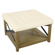 The sturdy construction makes possible to support magazines, glasses, mugs, bowls of popcorn when you use it as a coffee table, or your feet when you use it as an ottoman. Tufted Ottoman With Wooden Storage Cream Homepop Target