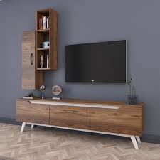 Rani D1 Duvar Rafli Kitaplikli Tv Unitesi Duvara Monte Dolapli Ahsap Ayakli Tv Sehpasi Muebles Para Espacios Reducidos Muebles Para Television Muebles Para Tv
