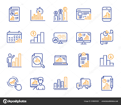 Graph Line Icons Set Chart Presentation Report Increase