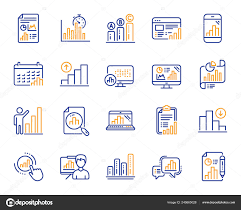 graph line icons set chart presentation report increase