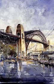 Sydney Harbour Bridge Watercolor Architecture City Painting Watercolor Landscape