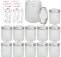 12 Pack 8 oz Round Frosted Glass Jars with Silver Metal Lids, 240ml Matte  Clear Empty Candle Jars Cosmetic Jars Food Storage Containers, Canning Jars  ...
