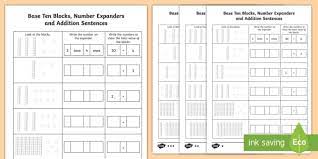 You can generate printable addition worksheets (one page of questions and one page of answers) with 8. Addition With Base 10 Blocks Number Expanders Grade 1 2