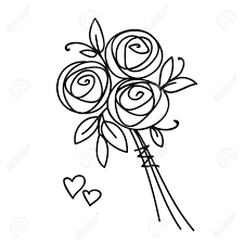 Bouquet of flowers drawing outline. Drawing Line Drawing Flower Bouquet