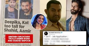 Aamir khan married reena dutta in 1986, and they got divorced in 2002. Big B Trolled Aamir Khan For Height Even Twitter Users Loved His Epic Way Rvcj Media