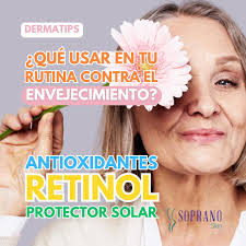 🌸QUÉ USAR EN TU RUTINA CONTRA EL ENVEJECIMIENTO🌸 Tu rutina contra el  envejecimiento empieza aquí: 🛡️Protector solar: Tu mejor escudo diario  contra el daño solar. 🌟Antioxidantes: Neutralizan los radicales libres y  protegen