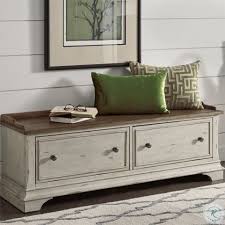 Realyn White And Brown Round End Table In 2020 Hall Bench Liberty Furniture Storage Hall