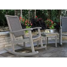 Outdoor Interiors Eucalyptus And Wicker Outdoor Rocking Chair In Grey Outdoor Rocking Chairs Outdoor Wicker Rocking Chairs Rocking Chair