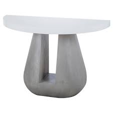 Kelly Hoppen Gray Modern Classic Grey Oak White High Gloss Lacquered Top Demilune Console Table Gray Console Table Designer Console Table Stainless Steel Coffee Table