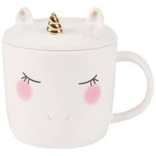 Mug Licorne En Faience Blanche Avec Couvercle Sur Maisons Du Monde Piochez Parmi Nos Meubles Et Objets Deco E Objetos De Unicornio Canecas Coisas De Unicornio