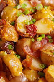 Loaded Slow Cooker Potatoes Is The Side That Saves You Valuable Oven Space Recipe Recipes Slow Cooker Potatoes Loaded Slow Cooker Potatoes
