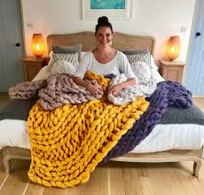 Brielle home jersey knit cotton bed sheet set. The Chunky Needle Chunky Knit Blanket Arm Knit Workshop Made To Order Chunky Knit Items