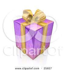 Download Clipart Illustration Of A Birthday Anniversary Or Christmas Gift Box Wrapped In Purple Paper With A Yellow Bow And Ribbon By 3pod 25037